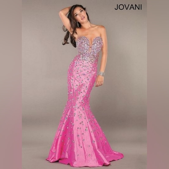 Jovani Dresses & Skirts - Jovani #944 Fuchsia Strapless Mermaid Embellished Gown, Size 2